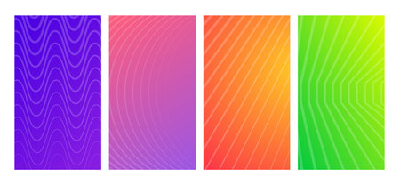 Set of modern gradient backgrounds with lines. header banner. Bright geometric abstract presentation backdrops. vector illustrationのイラスト素材