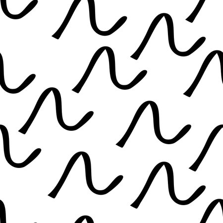 Seamless pattern with black sketch hand drawn squiggle shape on white background. Abstract grunge texture. Vector illustrationのイラスト素材