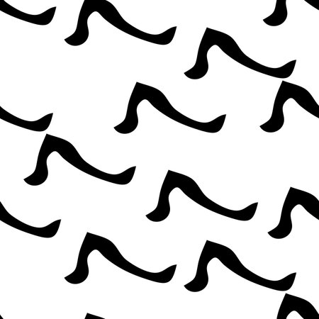 Seamless pattern with black sketch hand drawn squiggle shape on white background. Abstract grunge texture. Vector illustrationのイラスト素材