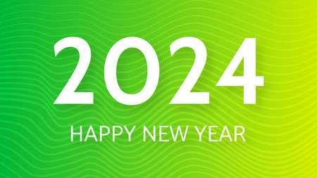 2024 Happy New Year background. Modern greeting banner template with white 2024 New Year numbers on...