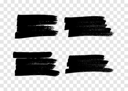 Scribble with a black marker. Set of four doodle style various scribbles. Black hand drawn design elements on transparent background. Vector illustrationのイラスト素材