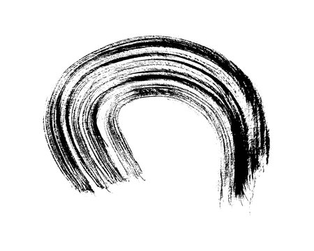 Black grunge brush stroke in circle form. Painted ink circle. Ink spot isolated on white background. Vector illustrationのイラスト素材