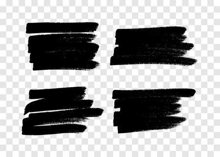 Scribble with a black marker. Set of four doodle style various scribbles. Black hand drawn design elements on transparent background. Vector illustrationのイラスト素材