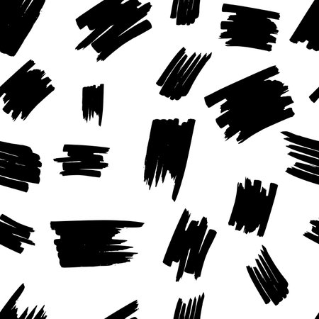 Seamless pattern with black marker scribbles on white background. Vector illustrationのイラスト素材