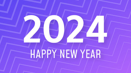2024 Happy New Year background. Modern greeting banner template with white 2024 New Year numbers on...