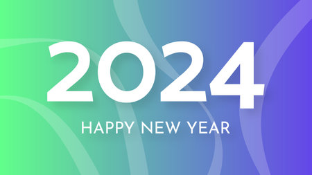 2024 Happy New Year background. Modern greeting banner template with white 2024 New Year numbers on...