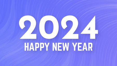 2024 Happy New Year background. Modern greeting banner template with white 2024 New Year numbers on...