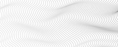 Halftone monochrome background with flowing dots. Abstract wave black and white texture. Vector illustrationのイラスト素材