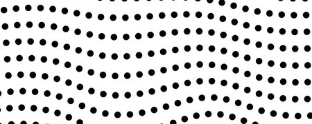 Halftone monochrome background with flowing dots. Abstract wave black and white texture. Vector...