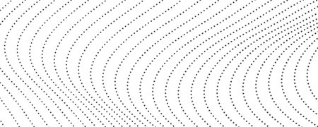 Halftone monochrome background with flowing dots. Abstract wave black and white texture. Vector illustrationのイラスト素材