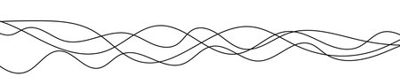 Thin curved wavy lines. Four black wavy lines on white background. Vector illustration