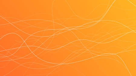 Abstract gradient background with wave beams. Abstract orange gradient background with motion blurred white curves. Header banner. Bright abstract presentation backdrop. Vector illustrationのイラスト素材