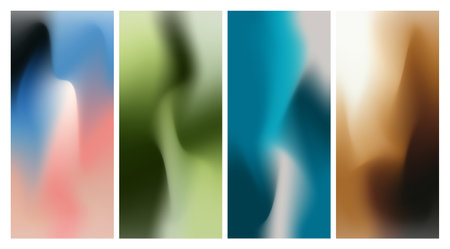 Set of abstract gradient mesh backgrounds. Colorful liquid swirl gradient design. Vector illustrationのイラスト素材