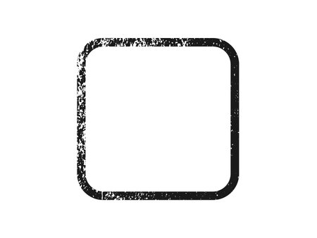 Grunge border in rounded square form. Dark textured frame with empty space on white background. Vector illustrationのイラスト素材