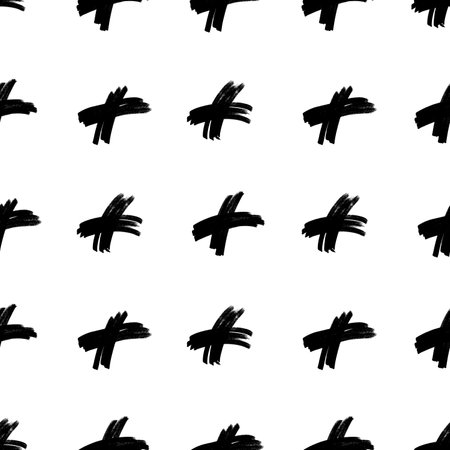 Seamless pattern with hand drawn cross symbols. Black sketch cross symbol on white background. vector illustrationのイラスト素材