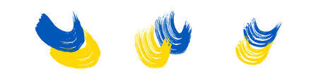 Ukrainian national flag. Set of waving flags of Ukraine. Vector illustrationのイラスト素材
