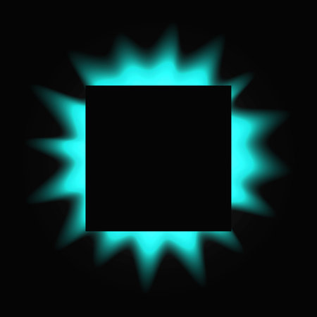 Square frame with glowing turquoise light effect on black backgroundのイラスト素材
