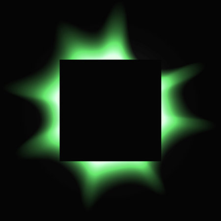 Square illuminated frame with gradient. Green round neon banner isolated on black background. Vector illustrationのイラスト素材