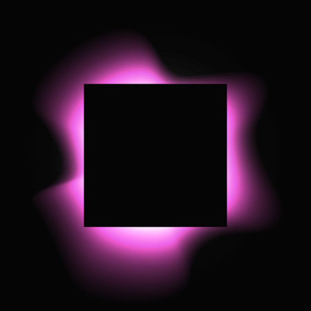 Square illuminated frame with gradient. Purple round neon banner isolated on black background. Vector illustrationのイラスト素材
