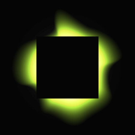 Square illuminated frame with gradient. Green round neon banner isolated on black background. Vector illustrationのイラスト素材