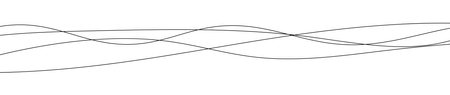 Thin curved wavy lines. Four black wavy lines on white background. Vector illustrationのイラスト素材