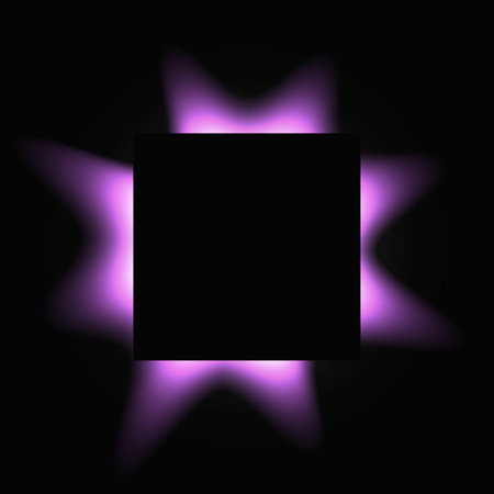 Square illuminated frame with gradient. Purple round neon banner isolated on black background. Vector illustrationのイラスト素材