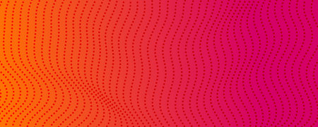 Halftone background with flowing dots. Orange abstract wave texture. Vector illustrationのイラスト素材