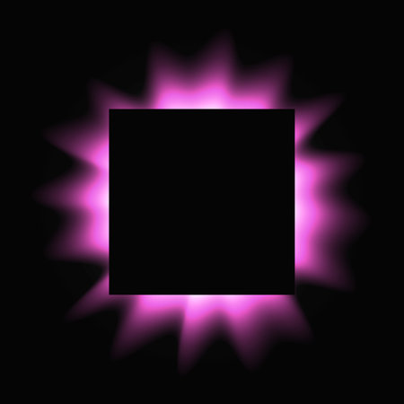 Square illuminated frame with gradient. Purple round neon banner isolated on black background. Vector illustrationのイラスト素材