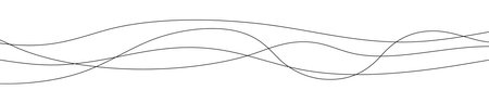 Thin curved wavy lines. Four black wavy lines on white background. Vector illustrationのイラスト素材