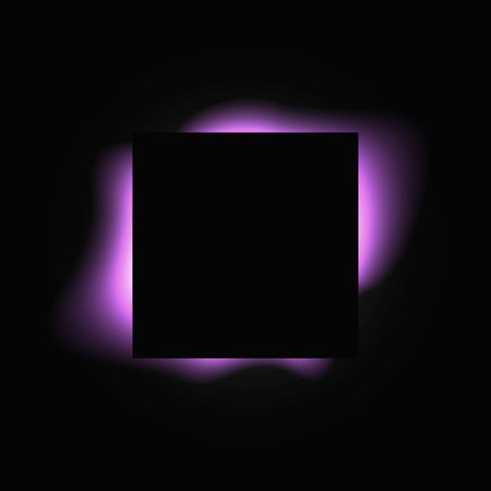 Square illuminated frame with gradient. Purple round neon banner isolated on black background. Vector illustrationのイラスト素材