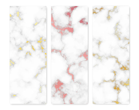 Set of marble texture backgrounds. Set of three different abstract backdrops of marble granite stone. Vector illustrationのイラスト素材