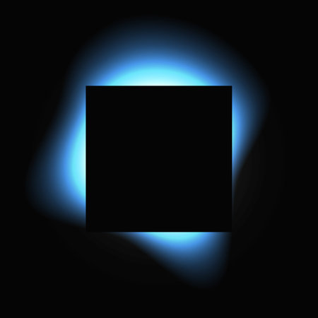 Square illuminated frame with gradient. Blue round neon banner isolated on black background. Vector illustrationのイラスト素材