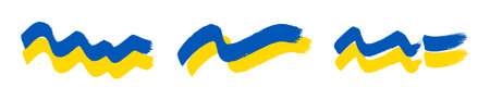 Ukrainian national flag. Set of waving flags of Ukraine. Vector illustrationのイラスト素材