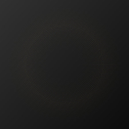 Abstract gold glowing halftone dotted background. Gold glitter pattern in circle form. Circle halftone dots. Vector illustrationのイラスト素材