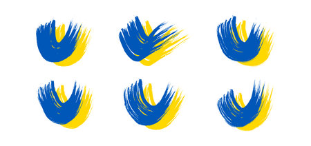 Ukrainian national flag. Set of waving flags of Ukraine. Vector illustrationのイラスト素材