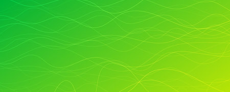 Abstract gradient background with wave beams. Abstract green gradient background with motion blurred white curves. Header banner. Bright abstract presentation backdrop. Vector illustrationのイラスト素材