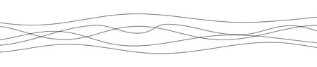 Thin curved wavy lines. Five black wavy lines on white background. Vector illustrationのイラスト素材