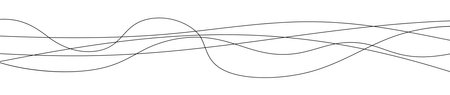 Thin curved wavy lines. Five black wavy lines on white background. Vector illustrationのイラスト素材