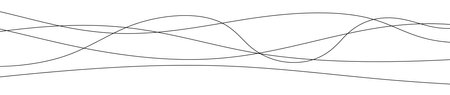 Thin curved wavy lines. Five black wavy lines on white background. Vector illustrationのイラスト素材