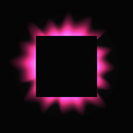 Square illuminated frame with gradient. Pink round neon banner isolated on black background. Vector illustrationのイラスト素材