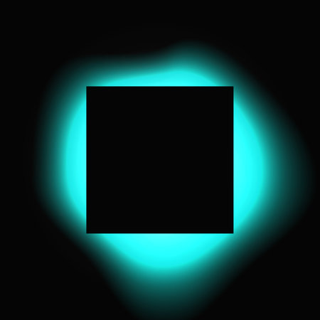 Square illuminated frame with gradient. Blue round neon banner isolated on black background. Vector illustrationのイラスト素材