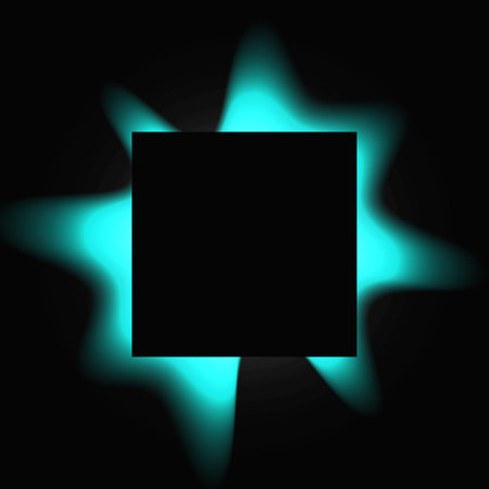 Square illuminated frame with gradient. Blue round neon banner isolated on black background. Vector illustrationのイラスト素材