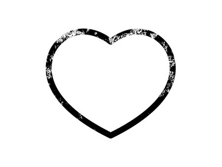 Grunge border in heart shape. Dark textured frame with empty space on white background. Vector illustrationのイラスト素材