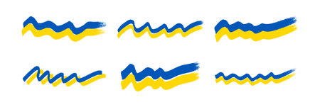 Ukrainian national flag. Set of waving flags of Ukraine. Vector illustrationのイラスト素材