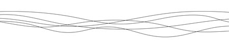 Thin curved wavy lines. Five black wavy lines on white background. Vector illustrationのイラスト素材