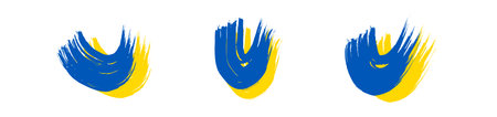 Ukrainian national flag. Set of waving flags of Ukraine. Vector illustrationのイラスト素材