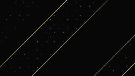 Luxurious dark background with abstract golden lines and glittering dots. Gold halftone backdrop with shimmering sparkles. A stylish and elegant design for modern templates. Vector illustrationのイラスト素材