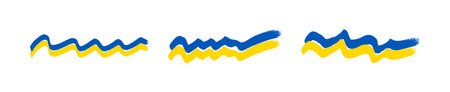 Ukrainian national flag. Set of waving flags of Ukraine. Vector illustrationのイラスト素材