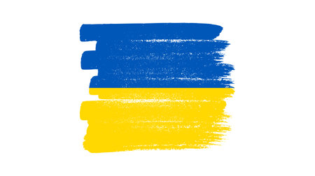 Ukrainian national flag in grunge style. Painted with a brush stroke flag of Ukraine. vector illustrationのイラスト素材