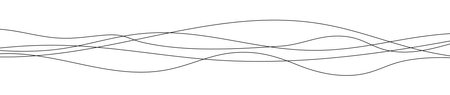 Thin curved wavy lines. Five black wavy lines on white background. Vector illustrationのイラスト素材